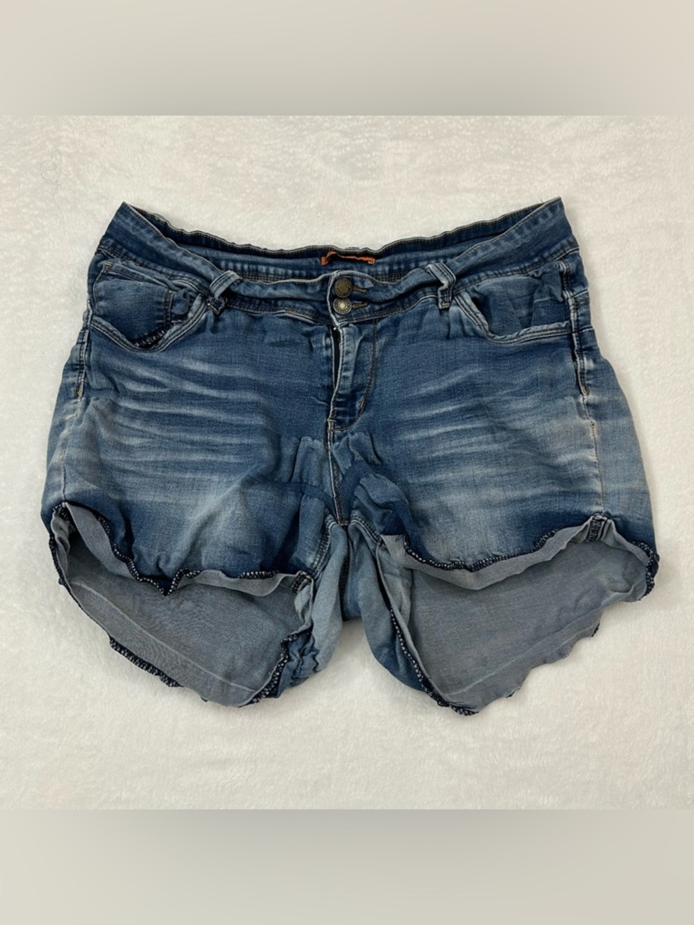 Wax Jean Butt, I Love You Blue Denim Distressed Jean Shorts Women 2XL Waist 34